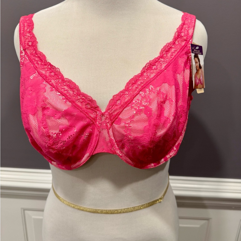 Cacique Pink Lace Trim Full Coverage Bra - Picture 1 of 5